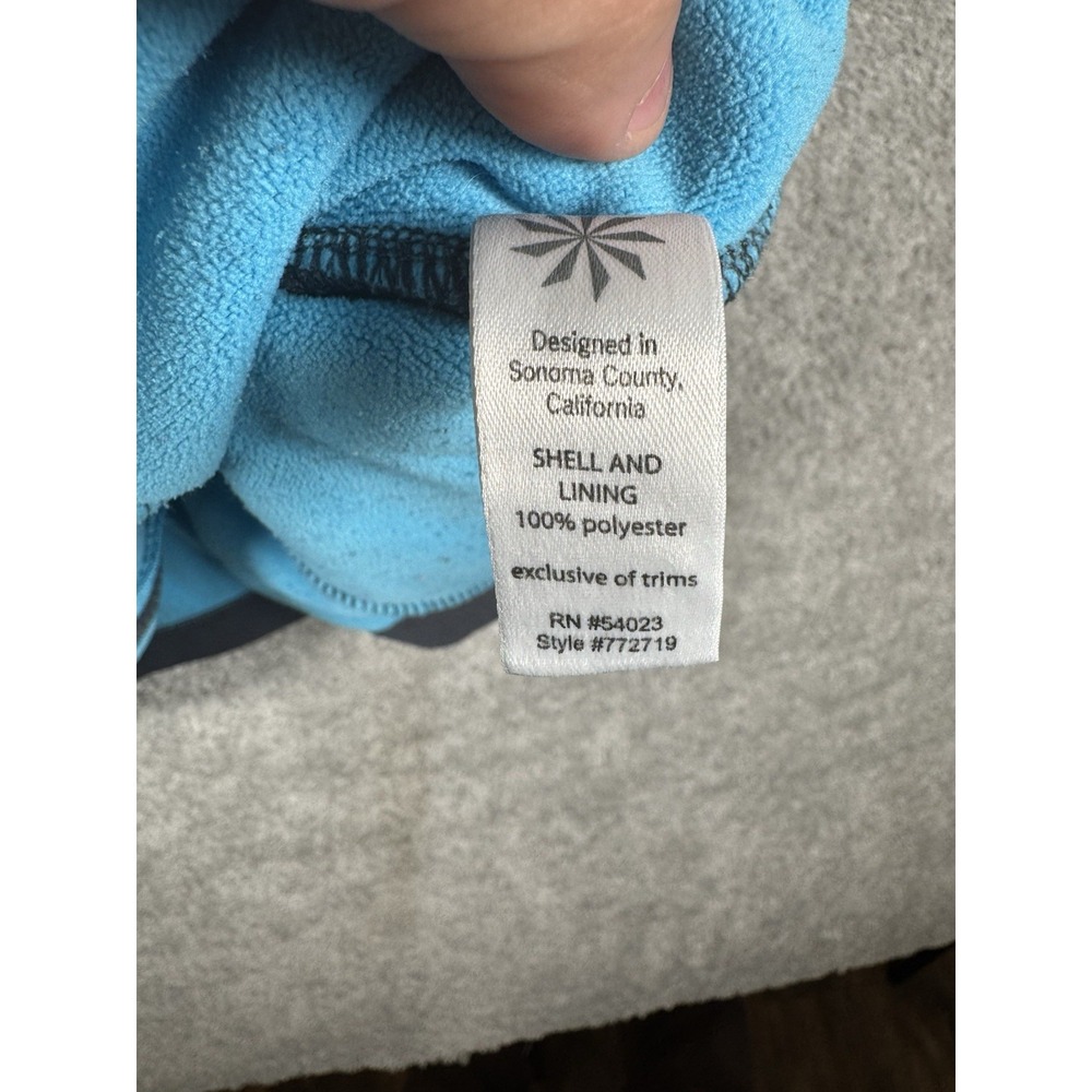 Athleta  Zip Up  Jacket Size S Gray And‎ Teal With Stitched Flower Design - Picture 10 of 11
